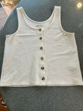 Madewell Button-Front Tank Top in Cream